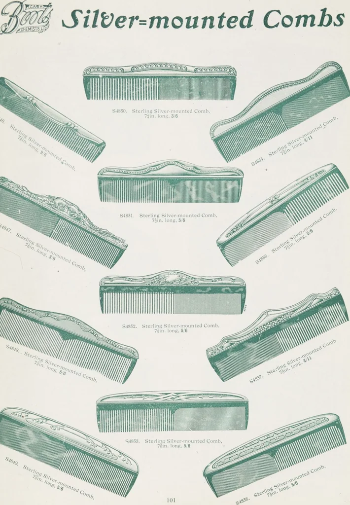 An illustration from Boots leather goods, fancy, silver, toilet, and bound book depts. Season 1910-11, 1910, leaf 105