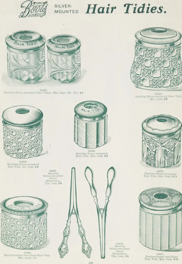 An illustration from Boots leather goods, fancy, silver, toilet, and bound book depts. Season 1910-11, 1910, leaf 112