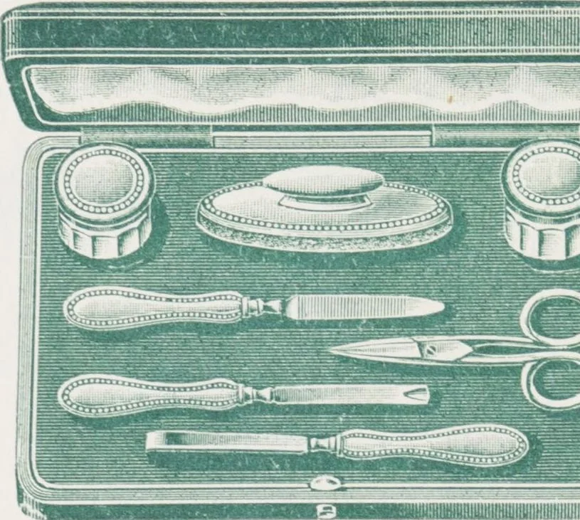 An illustration from Boots leather goods, fancy, silver, toilet, and bound book depts. Season 1910-11, 1910, leaf 117