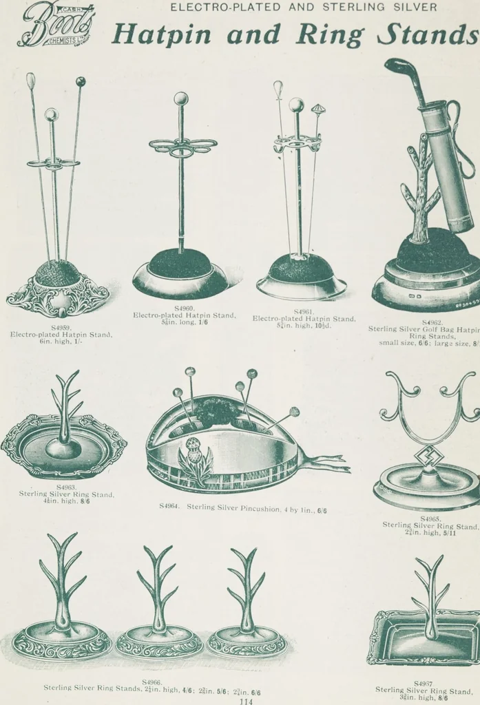 An illustration from Boots leather goods, fancy, silver, toilet, and bound book depts. Season 1910-11, 1910, leaf 118