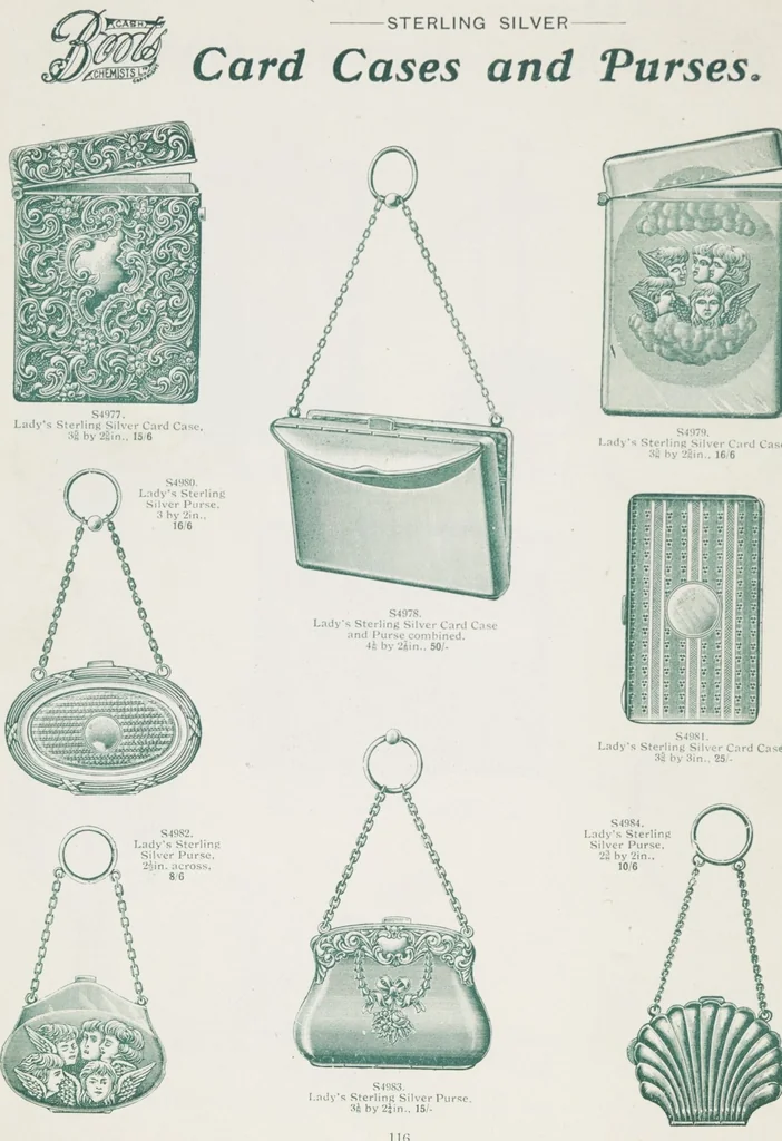 An illustration from Boots leather goods, fancy, silver, toilet, and bound book depts. Season 1910-11, 1910, leaf 120
