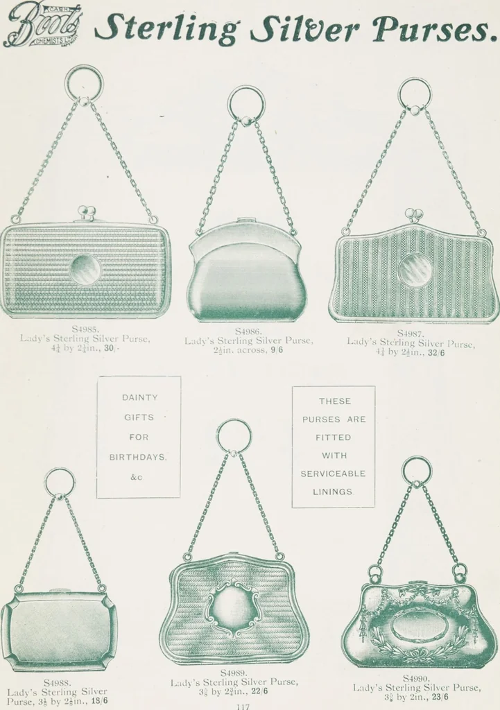 An illustration from Boots leather goods, fancy, silver, toilet, and bound book depts. Season 1910-11, 1910, leaf 121