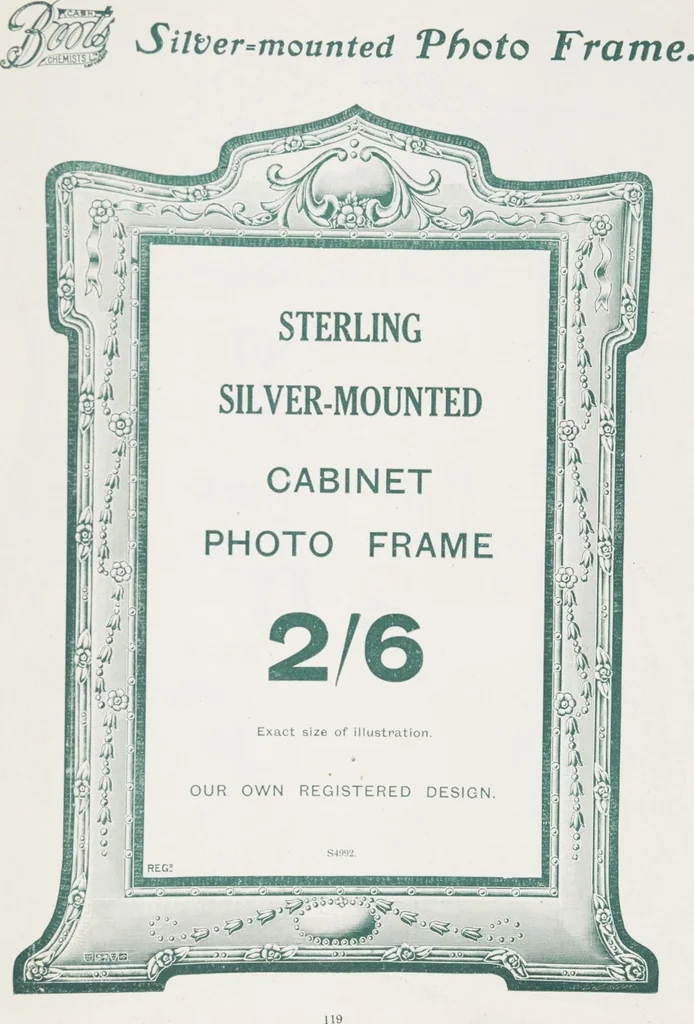 An illustration from Boots leather goods, fancy, silver, toilet, and bound book depts. Season 1910-11, 1910, leaf 123