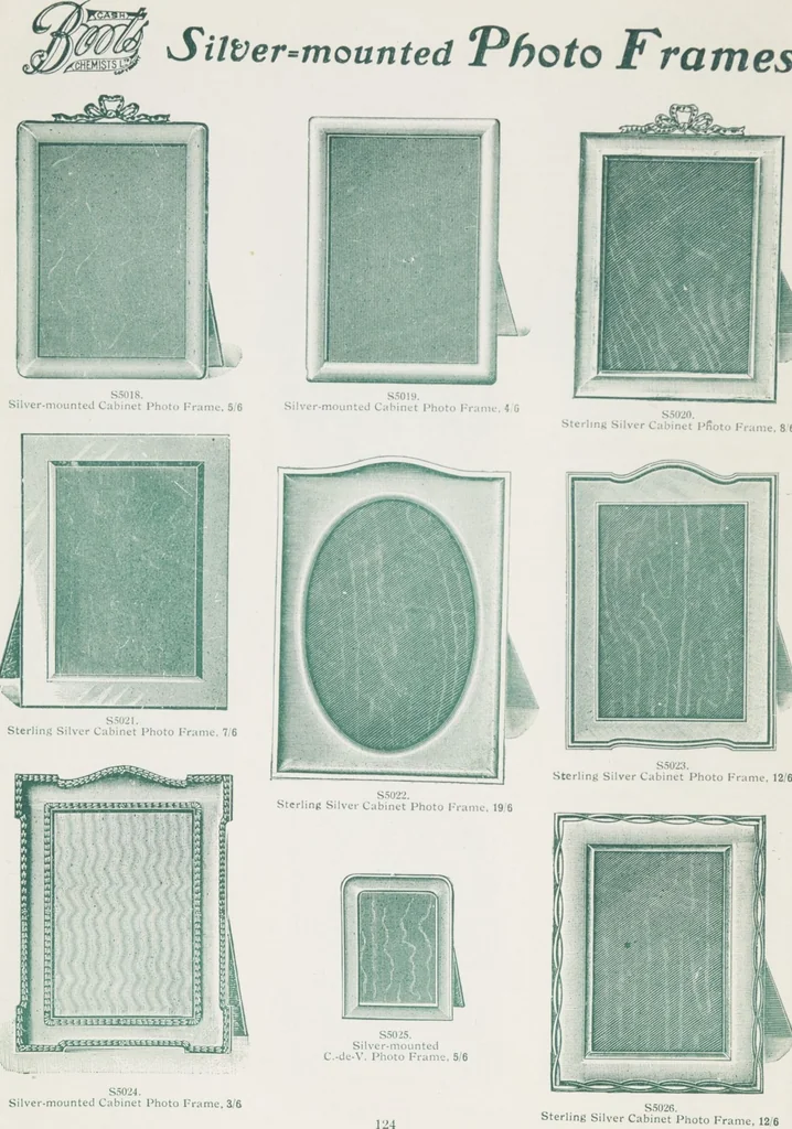 An illustration from Boots leather goods, fancy, silver, toilet, and bound book depts. Season 1910-11, 1910, leaf 128