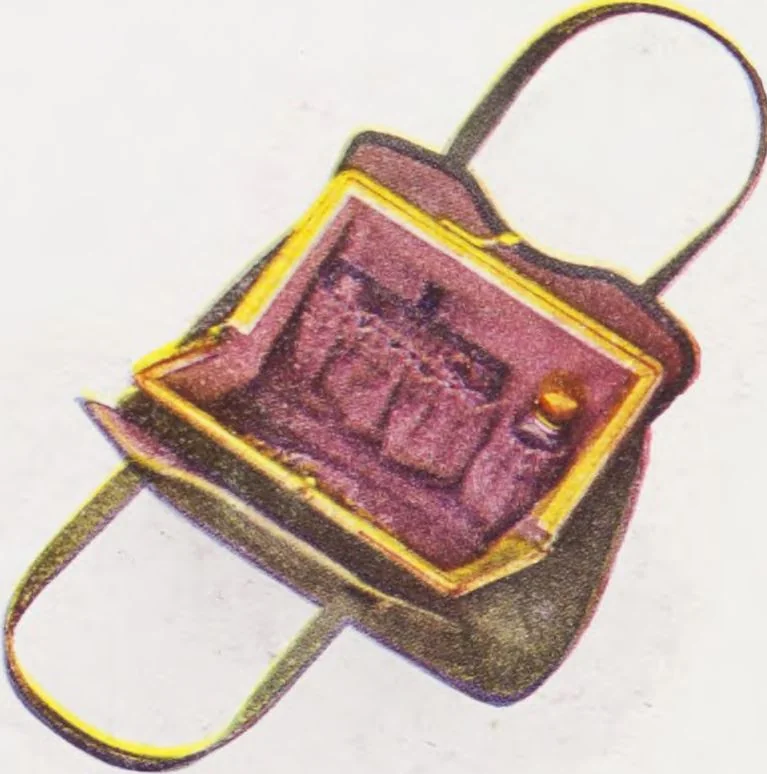 An illustration from Boots leather goods, fancy, silver, toilet, and bound book depts. Season 1910-11, 1910, leaf 13