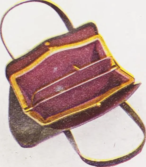 An illustration from Boots leather goods, fancy, silver, toilet, and bound book depts. Season 1910-11, 1910, leaf 13