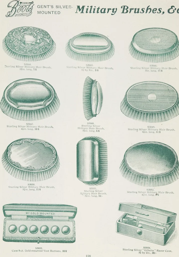 An illustration from Boots leather goods, fancy, silver, toilet, and bound book depts. Season 1910-11, 1910, leaf 132