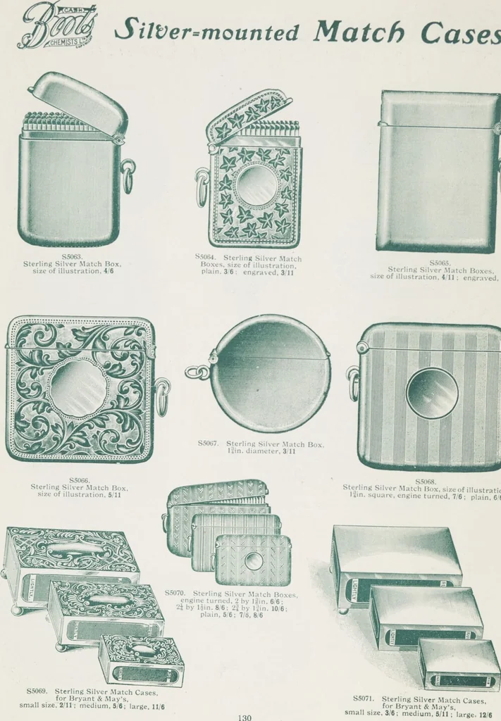 An illustration from Boots leather goods, fancy, silver, toilet, and bound book depts. Season 1910-11, 1910, leaf 134