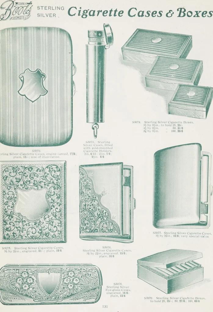 An illustration from Boots leather goods, fancy, silver, toilet, and bound book depts. Season 1910-11, 1910, leaf 135