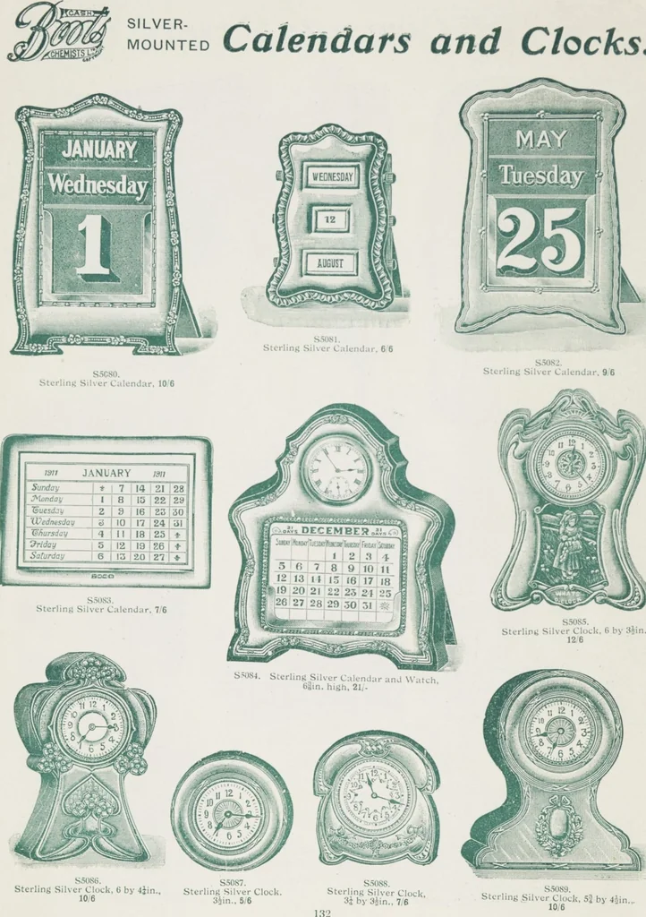 An illustration from Boots leather goods, fancy, silver, toilet, and bound book depts. Season 1910-11, 1910, leaf 136