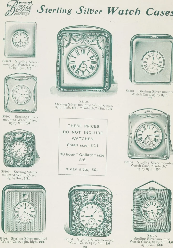 An illustration from Boots leather goods, fancy, silver, toilet, and bound book depts. Season 1910-11, 1910, leaf 138