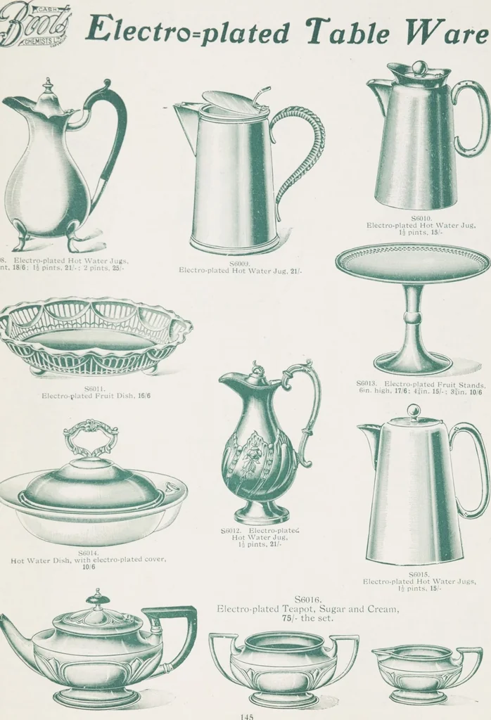An illustration from Boots leather goods, fancy, silver, toilet, and bound book depts. Season 1910-11, 1910, leaf 149