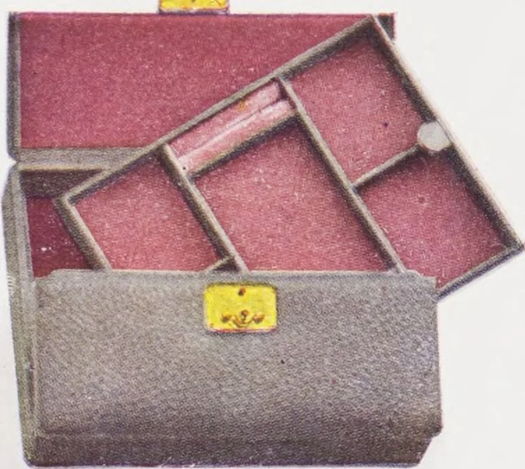 An illustration from Boots leather goods, fancy, silver, toilet, and bound book depts. Season 1910-11, 1910, leaf 15
