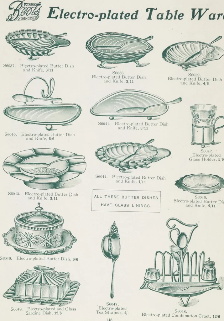 An illustration from Boots leather goods, fancy, silver, toilet, and bound book depts. Season 1910-11, 1910, leaf 152