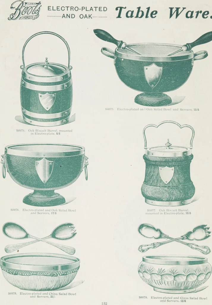An illustration from Boots leather goods, fancy, silver, toilet, and bound book depts. Season 1910-11, 1910, leaf 156