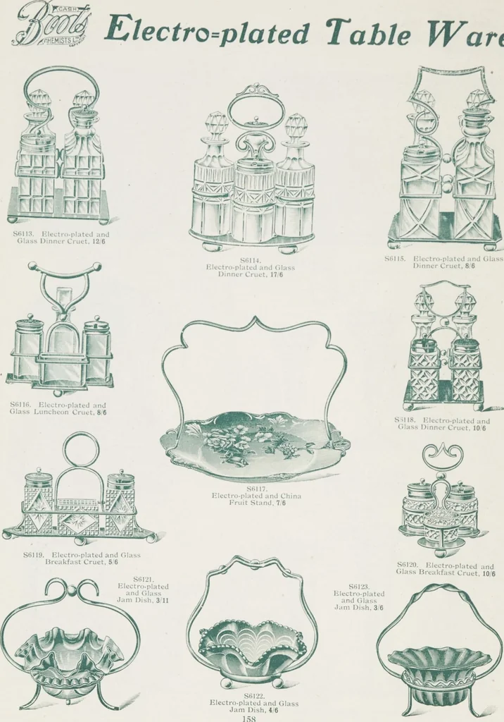 An illustration from Boots leather goods, fancy, silver, toilet, and bound book depts. Season 1910-11, 1910, leaf 162