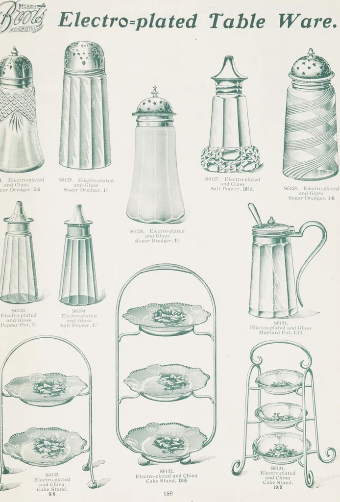 An illustration from Boots leather goods, fancy, silver, toilet, and bound book depts. Season 1910-11, 1910, leaf 163