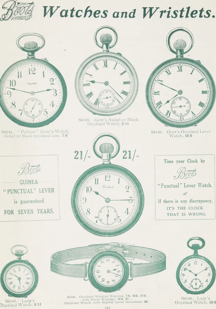 An illustration from Boots leather goods, fancy, silver, toilet, and bound book depts. Season 1910-11, 1910, leaf 165