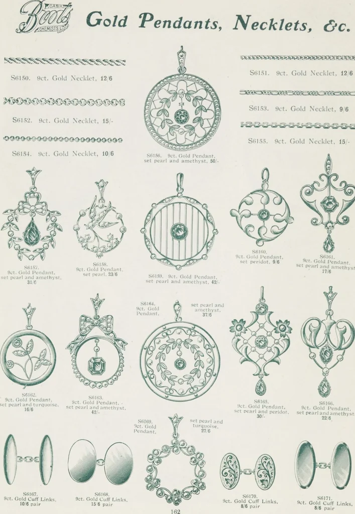 An illustration from Boots leather goods, fancy, silver, toilet, and bound book depts. Season 1910-11, 1910, leaf 166