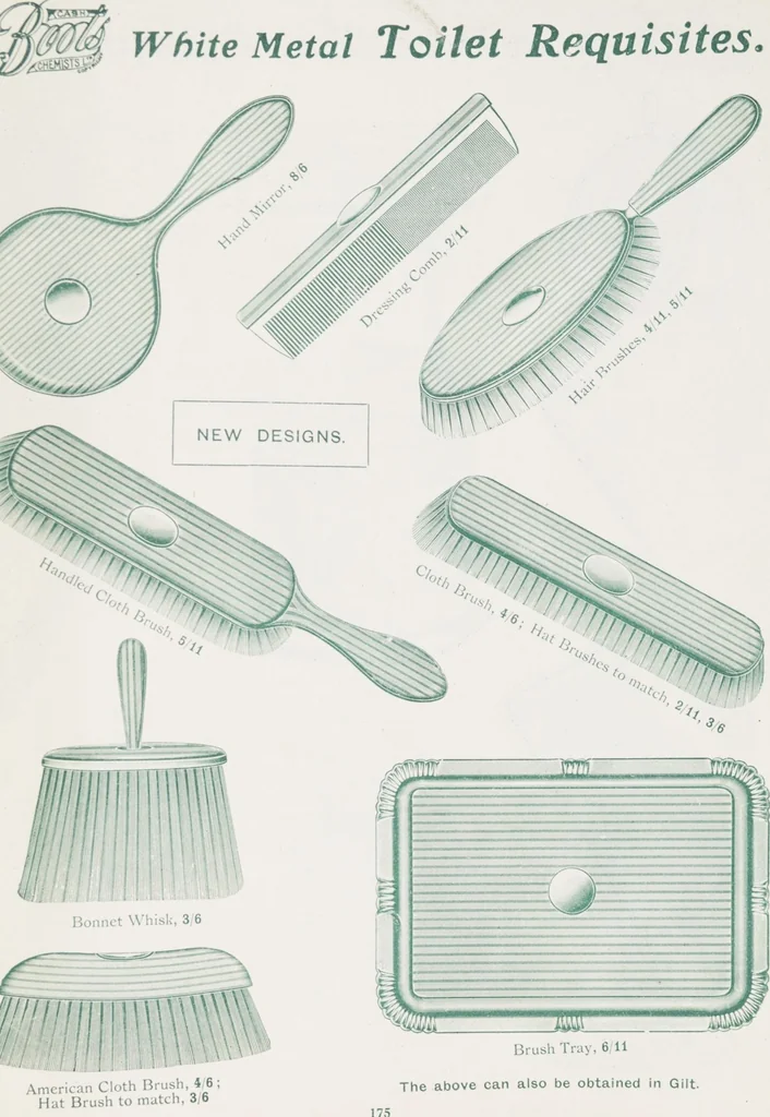 An illustration from Boots leather goods, fancy, silver, toilet, and bound book depts. Season 1910-11, 1910, leaf 179