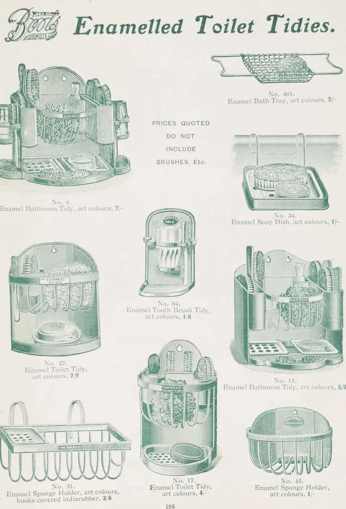 An illustration from Boots leather goods, fancy, silver, toilet, and bound book depts. Season 1910-11, 1910, leaf 199