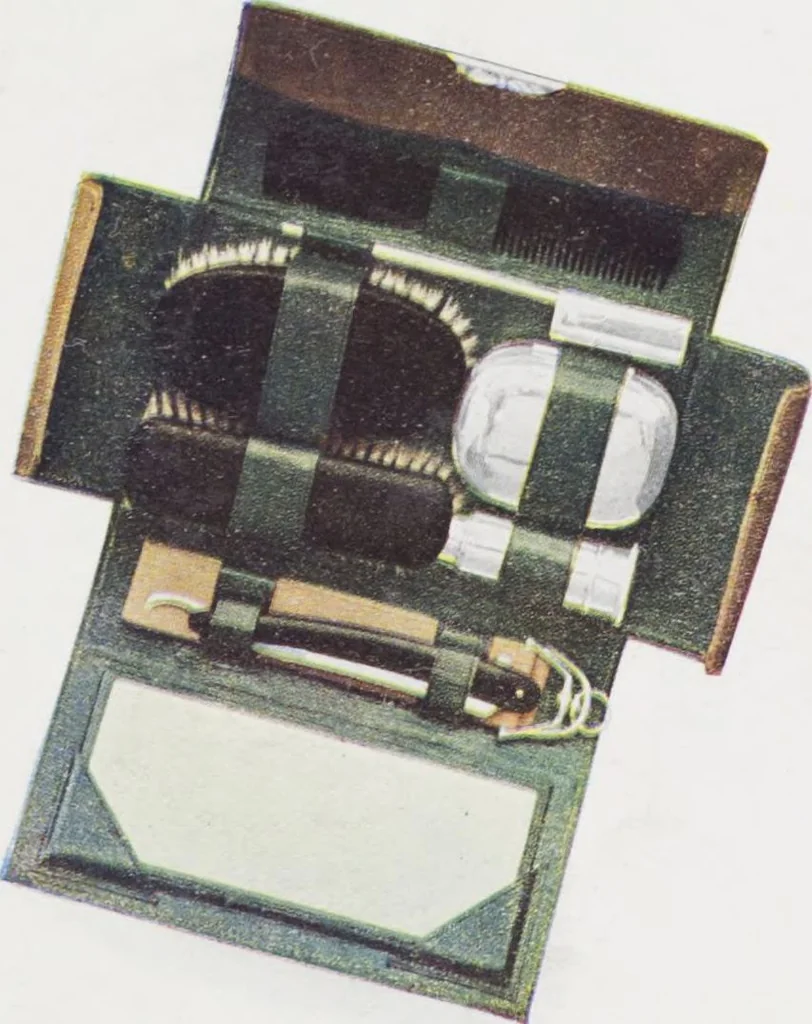 An illustration from Boots leather goods, fancy, silver, toilet, and bound book depts. Season 1910-11, 1910, leaf 20