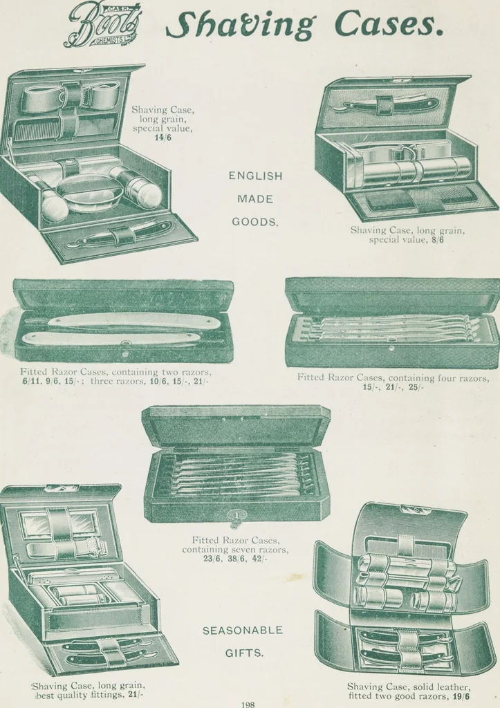 An illustration from Boots leather goods, fancy, silver, toilet, and bound book depts. Season 1910-11, 1910, leaf 202