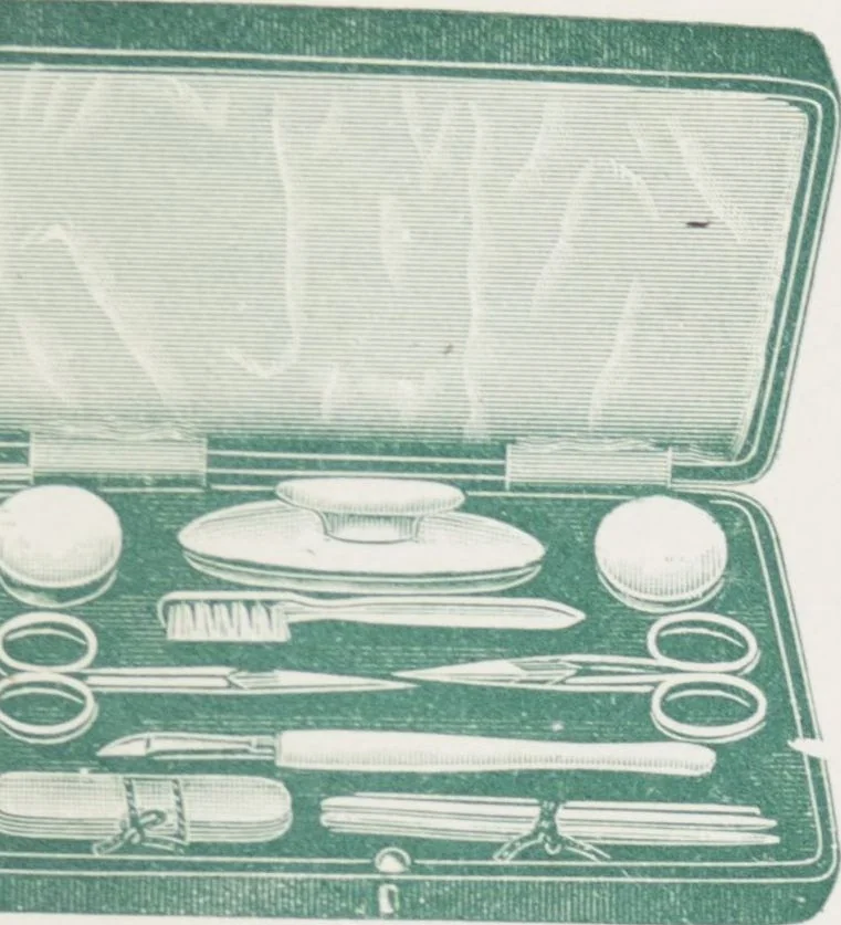 An illustration from Boots leather goods, fancy, silver, toilet, and bound book depts. Season 1910-11, 1910, leaf 203