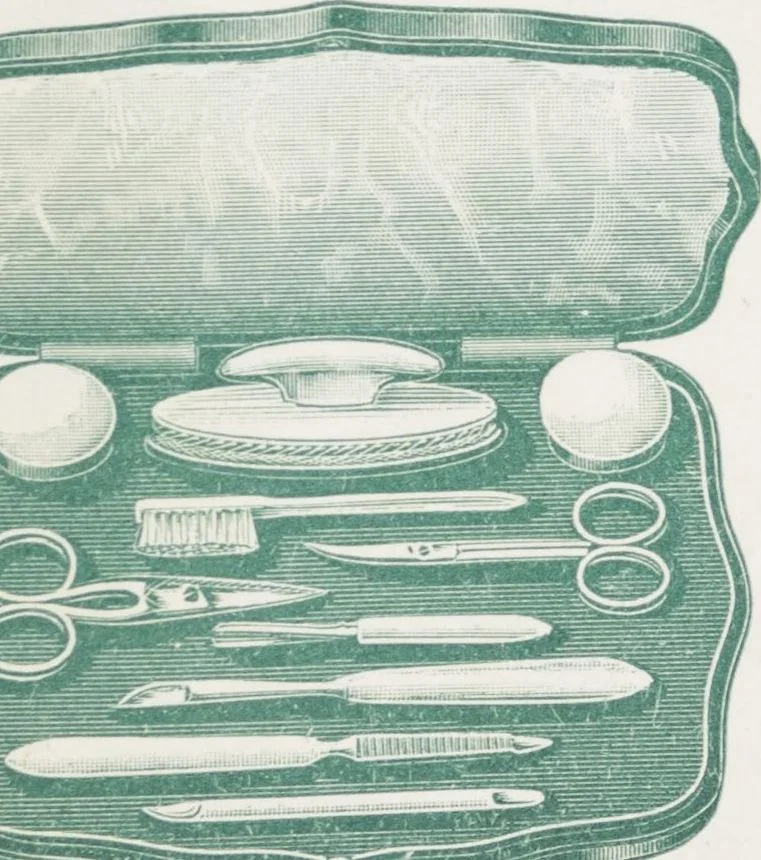 An illustration from Boots leather goods, fancy, silver, toilet, and bound book depts. Season 1910-11, 1910, leaf 203