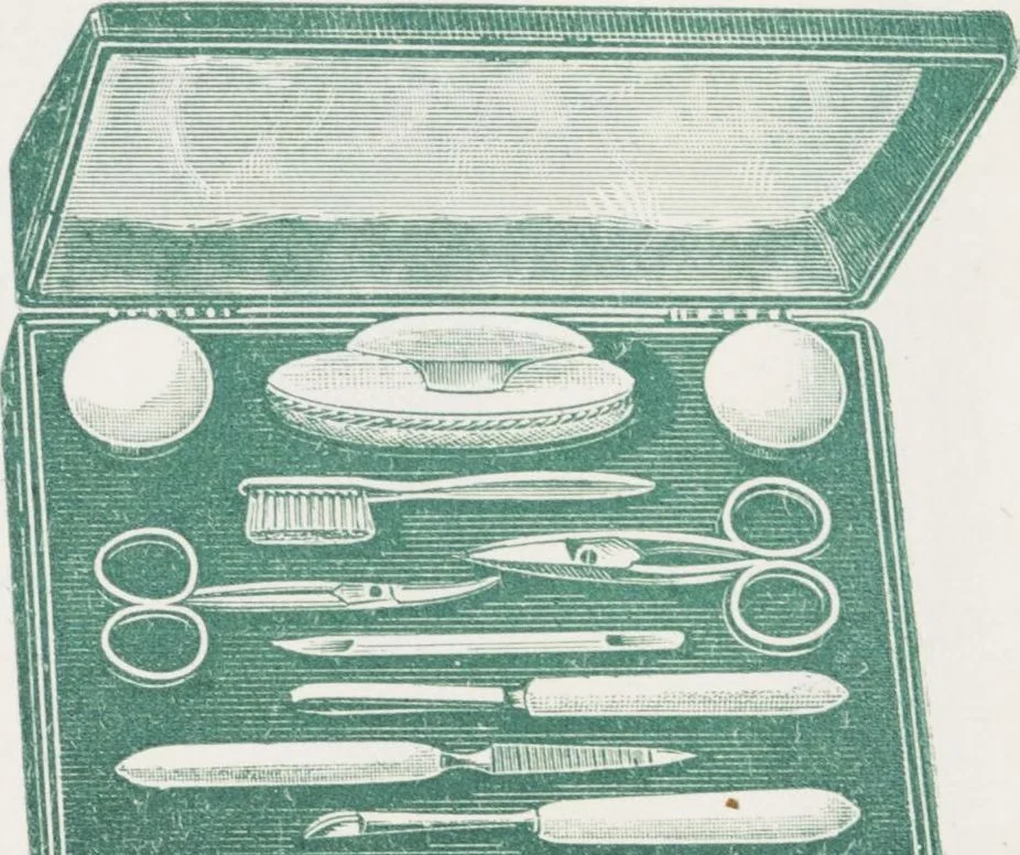 An illustration from Boots leather goods, fancy, silver, toilet, and bound book depts. Season 1910-11, 1910, leaf 203