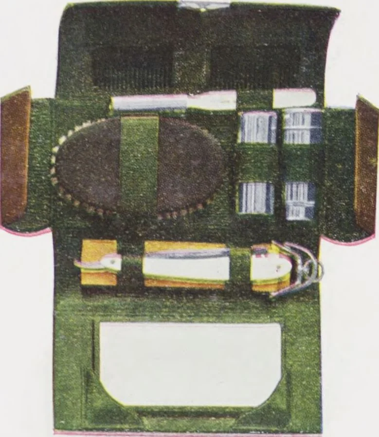 An illustration from Boots leather goods, fancy, silver, toilet, and bound book depts. Season 1910-11, 1910, leaf 21