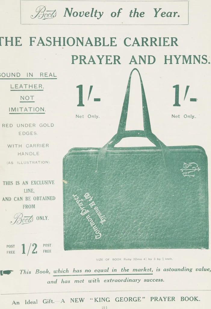 An illustration from Boots leather goods, fancy, silver, toilet, and bound book depts. Season 1910-11, 1910, leaf 215