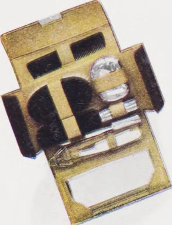 An illustration from Boots leather goods, fancy, silver, toilet, and bound book depts. Season 1910-11, 1910, leaf 35