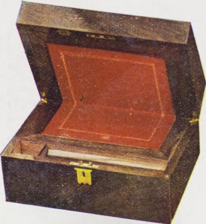 An illustration from Boots leather goods, fancy, silver, toilet, and bound book depts. Season 1910-11, 1910, leaf 42