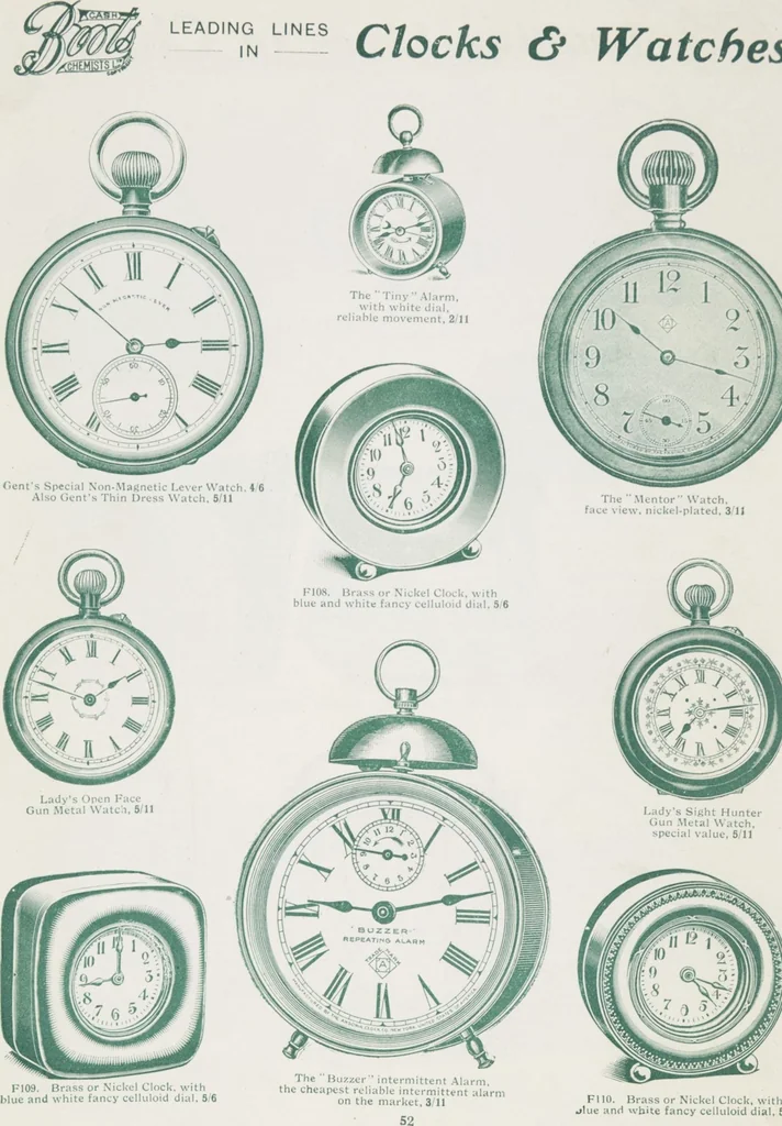 An illustration from Boots leather goods, fancy, silver, toilet, and bound book depts. Season 1910-11, 1910, leaf 56