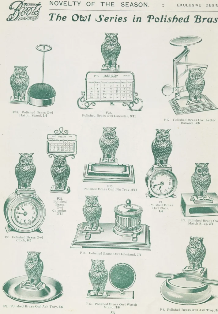 An illustration from Boots leather goods, fancy, silver, toilet, and bound book depts. Season 1910-11, 1910, leaf 60