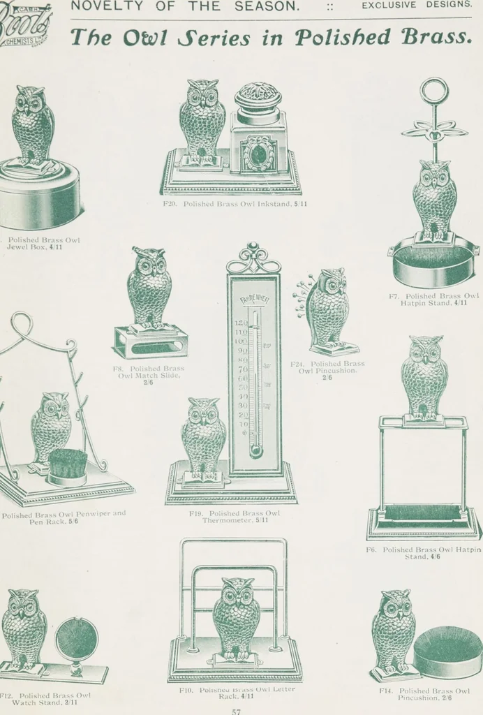 An illustration from Boots leather goods, fancy, silver, toilet, and bound book depts. Season 1910-11, 1910, leaf 61