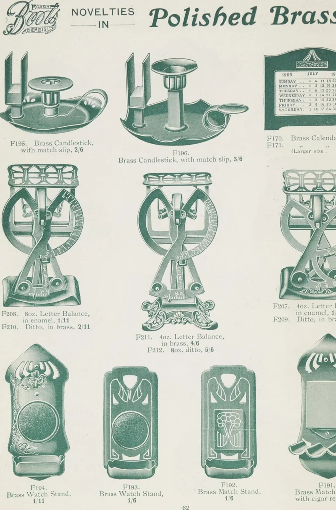 An illustration from Boots leather goods, fancy, silver, toilet, and bound book depts. Season 1910-11, 1910, leaf 66