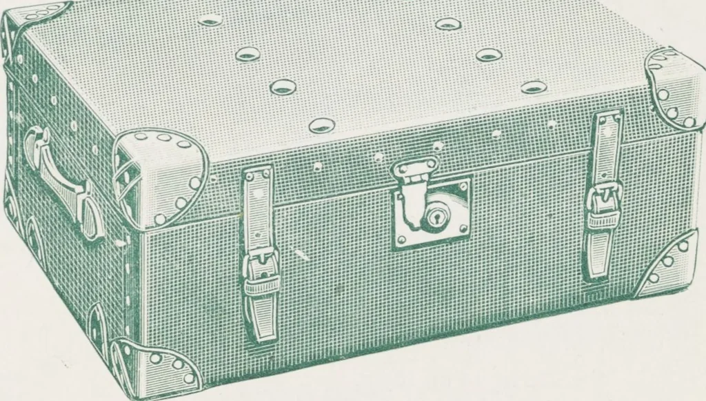 An illustration from Boots leather goods, fancy, silver, toilet, and bound book depts. Season 1910-11, 1910, leaf 73