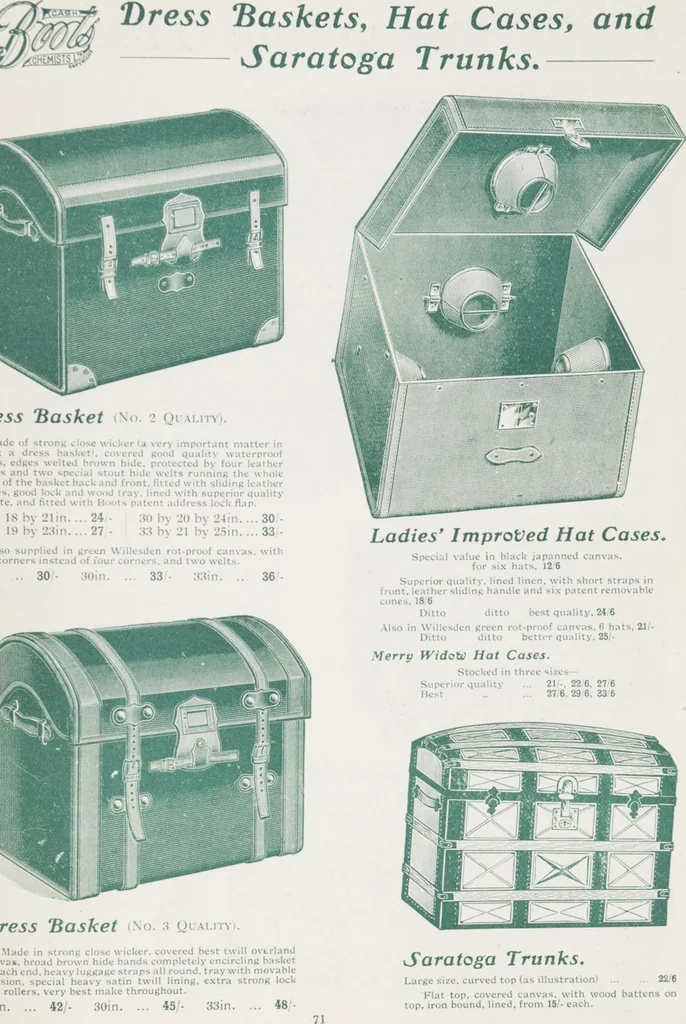An illustration from Boots leather goods, fancy, silver, toilet, and bound book depts. Season 1910-11, 1910, leaf 75