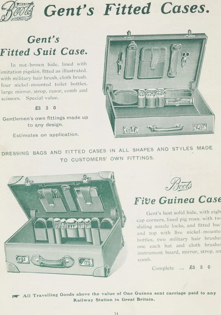 An illustration from Boots leather goods, fancy, silver, toilet, and bound book depts. Season 1910-11, 1910, leaf 78