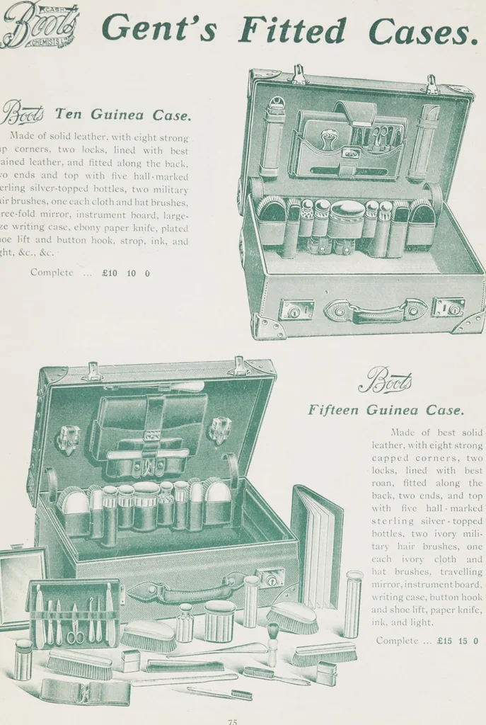 An illustration from Boots leather goods, fancy, silver, toilet, and bound book depts. Season 1910-11, 1910, leaf 79