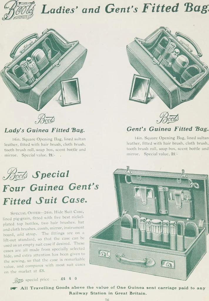An illustration from Boots leather goods, fancy, silver, toilet, and bound book depts. Season 1910-11, 1910, leaf 80