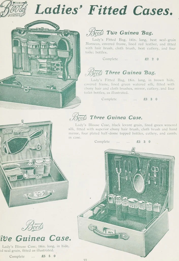 An illustration from Boots leather goods, fancy, silver, toilet, and bound book depts. Season 1910-11, 1910, leaf 81