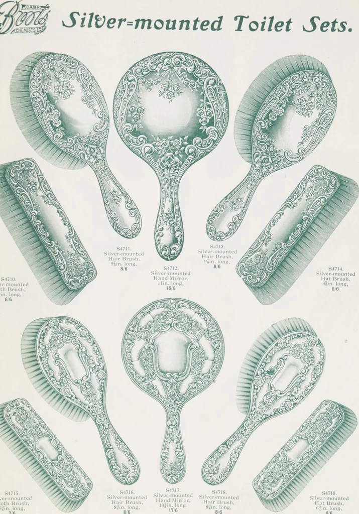 An illustration from Boots leather goods, fancy, silver, toilet, and bound book depts. Season 1910-11, 1910, leaf 91