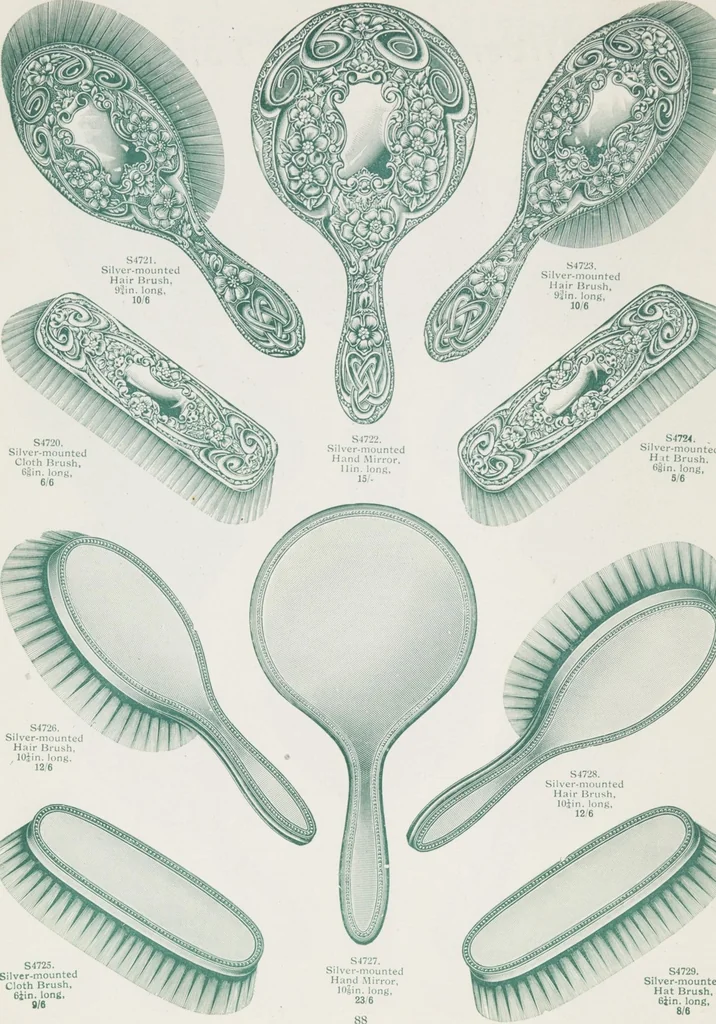 An illustration from Boots leather goods, fancy, silver, toilet, and bound book depts. Season 1910-11, 1910, leaf 92