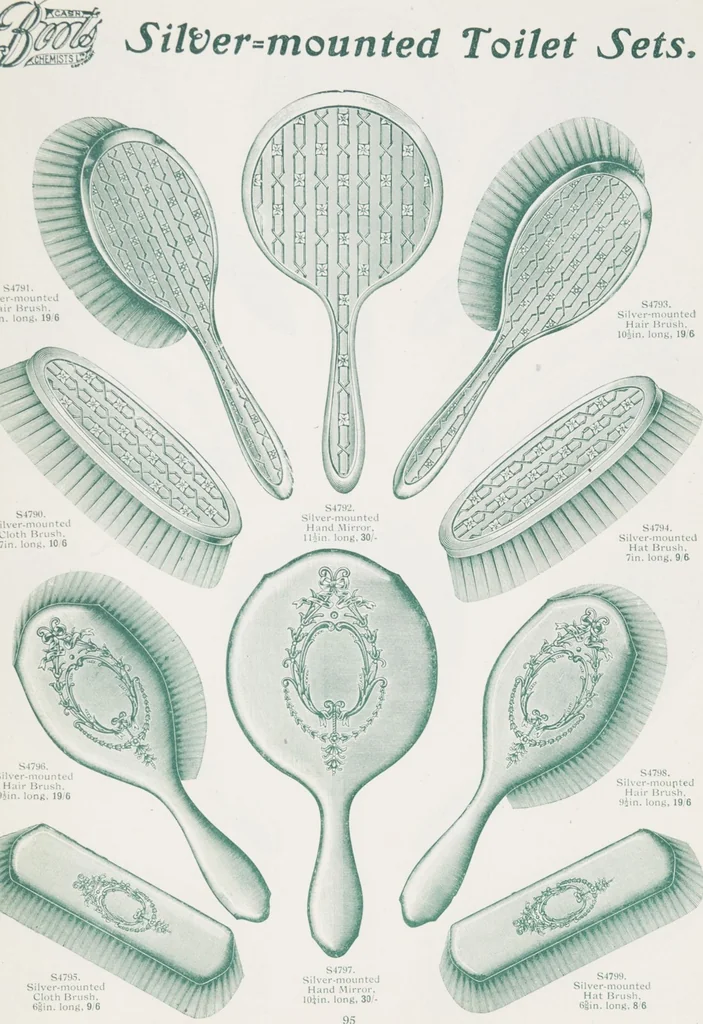 An illustration from Boots leather goods, fancy, silver, toilet, and bound book depts. Season 1910-11, 1910, leaf 99