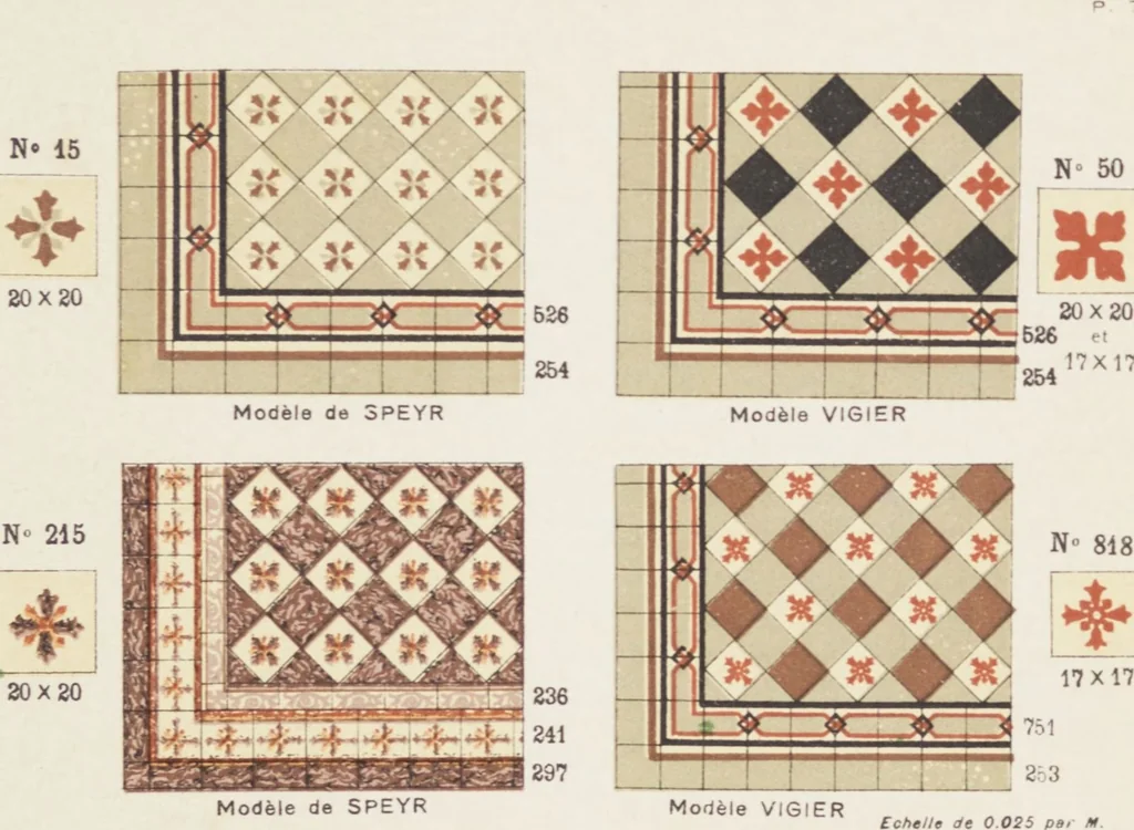 An illustration from Carreaux de ciment / Blachère, Lebert, Vigier & Cie, 1881, leaf 17