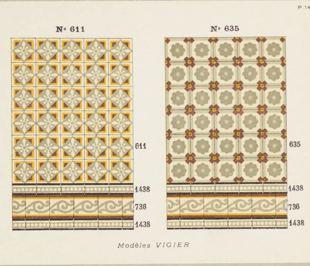 An illustration from Carreaux de ciment / Blachère, Lebert, Vigier & Cie, 1881, leaf 33