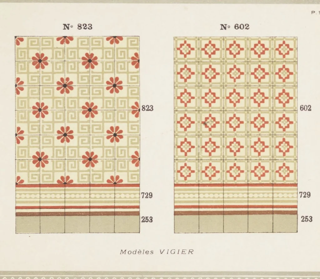 An illustration from Carreaux de ciment / Blachère, Lebert, Vigier & Cie, 1881, leaf 35